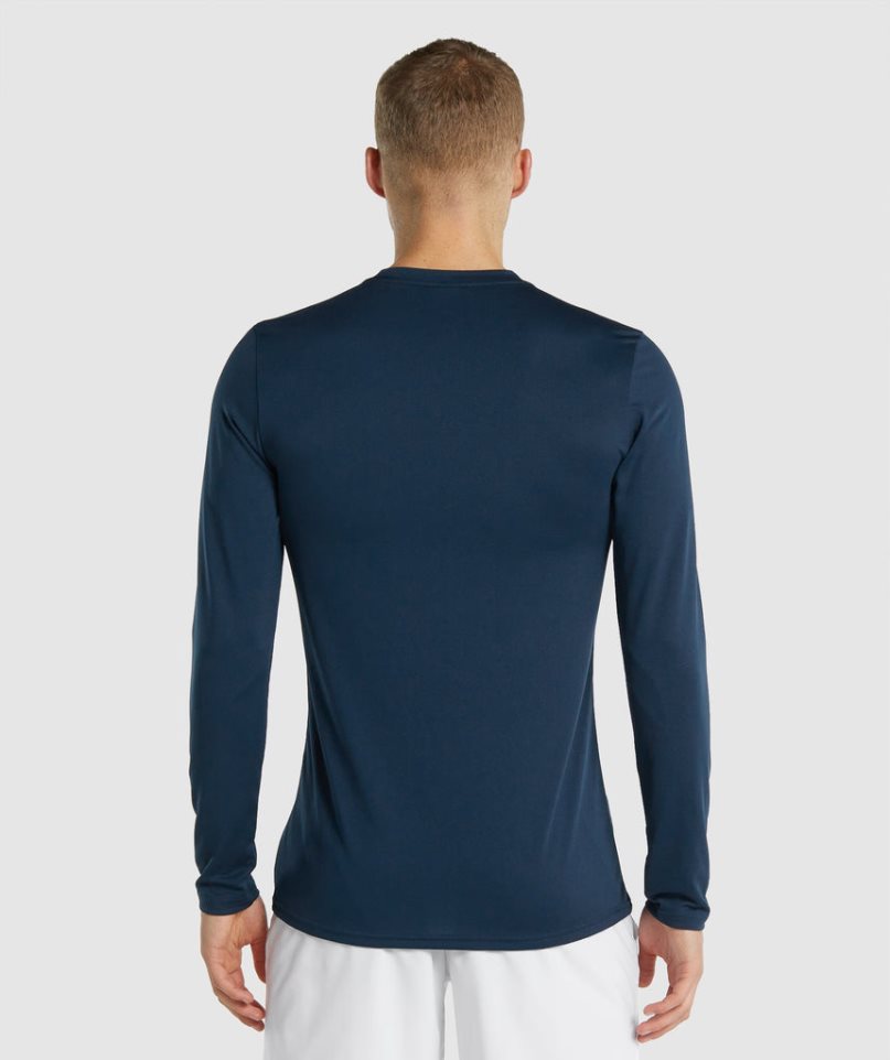 Men's Gymshark Arrival Long Sleeve T-Shirts Navy | CA N58D16